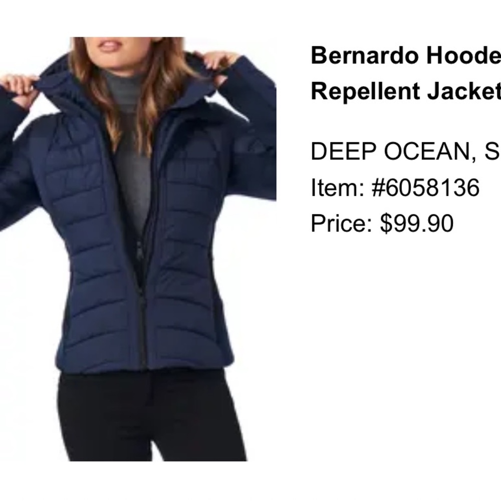 Bernardo Hooded Quilted Water Repellent Jacket